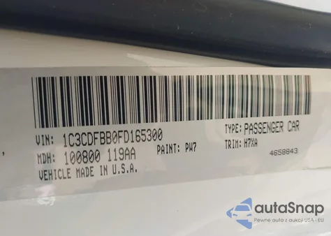 2015 Dodge Dart Sxt z USA, uszkodzony, nr VIN 1C3CDFBB0FD165300